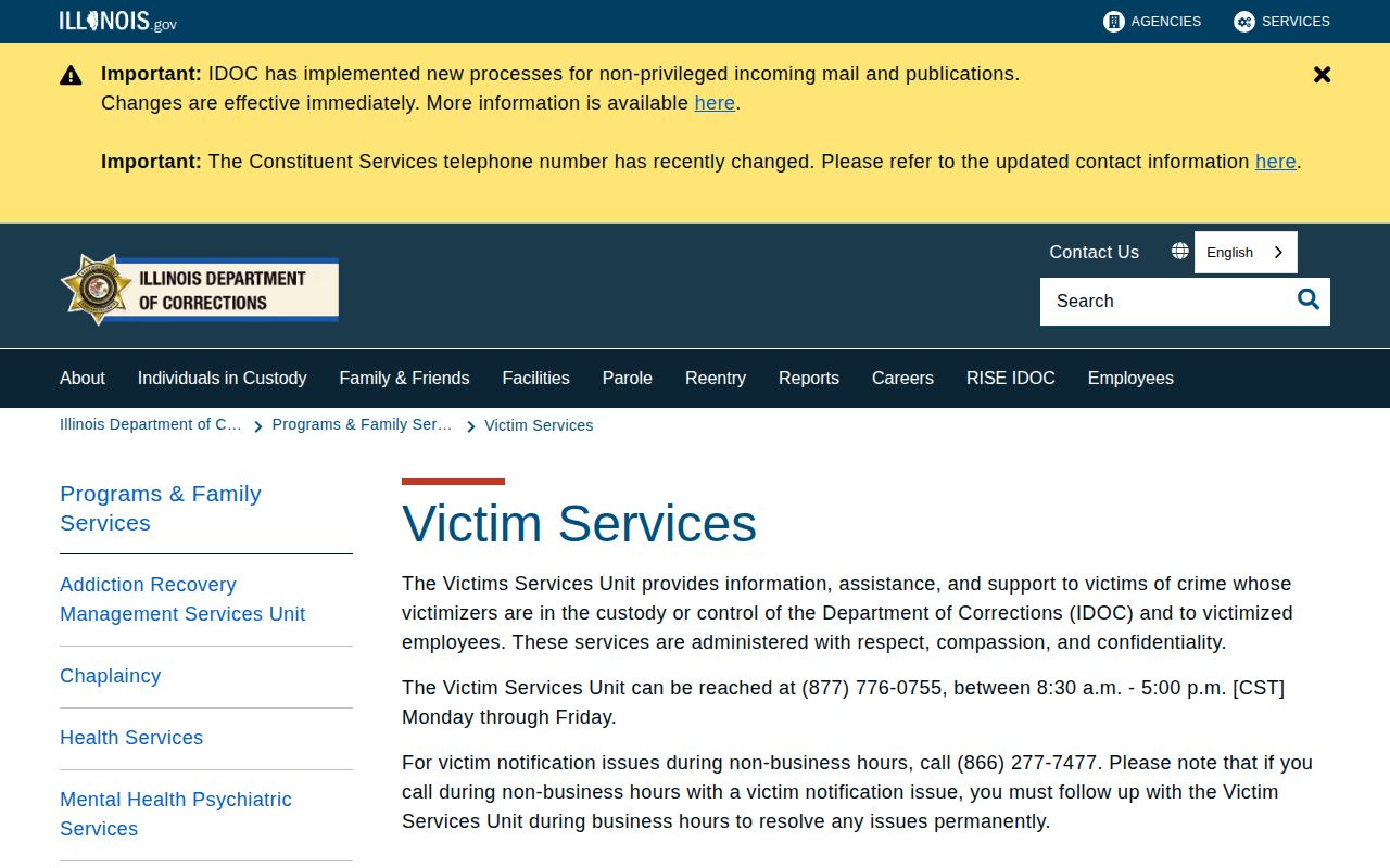 Greene County VINE inmate check guidance from IDOC